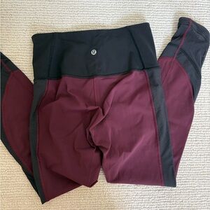 Lululemon Athletica Burgundy and Black Performance Leggings
